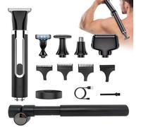 Tondeuse multi-usagess 5 en 1 pour hommes, avec manche extensible réglable, kit de toilettage, rechargeable, étanche (noir)
