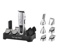 Jean-Louis David - Coffret Soin Barbe Homme 6-en-1 - Tondeuse Cheveux, Barbe, Nez, Oreilles, Corps - Lames Acier Inoxydable - Batterie - Socle Rangement, Recharge USB - Set Multifonction.