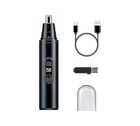 Tondeuse Nez et Oreilles USB Rechargeable avec Écran LCD, Étanchéité IPX7, Rasoir Haute Précision pour Hommes et Femmes, Ultra-Silencieux, Recharge Rapide, Compact et Portable, Autonomie Longue Durée