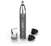 BaByliss Tondeuse de précision Super-X Metal - 3-en-1 Tondeuse nez, oreilles et sourcils, 2 Accessoires, 2 Sabots, Fonctionne sur Pile - E116E
