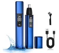 Tondeuse nez oreilles homme 2 en 1 LED chargement USB 3 niveaux de réglage nettoyer les brosses et les capuchons anti-poussière