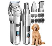 Tondeuse pour chien 4 en 1 oneisall pour poils épais/denses, tondeuse professionnelle silencieuse/coupe-griffes/lime à ongles pour petits et grands chiens et chats, batterie 4 h