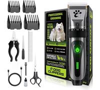 Tondeuse pour Chiens Sans Fil, Tondeuse Professionnelle pour Animaux, Kit de Toilettage pour Chiens à 2 Vitesses et Faible Bruit, Tondeuse pour Animaux pour Chiens et Chats à Poils Courts et Longs