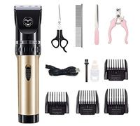 Tondeuse professionnelle de toilettage pour animaux de compagnie, tondeuse à poils de chien, kit de tondeuse sans fil, chargement USB, lames silencieuses et sûres, peignes réglables, style doré 03