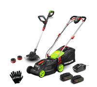 Tondeuse rechargeable 40V (2x20V) 34 cm + coupe bordures + gants + 2 bobines avec 2 batteries 2Ah et chargeur - Constructor