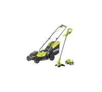 Tondeuse RYOBI 18V One+ RLM18X33B40 avec Batterie 4.0Ah et Chargeur, Coupe-Bordures Offert - Largeur de Coupe 33cm, Bac 35L, Idéale pour Jardins jusqu'à 200m².