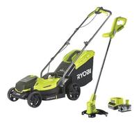 Tondeuse poussée RYOBI 18V One+ RLM18X33B40 - Batterie 4.0Ah - Chargeur - Coupe-Bordures OLT1825M Offert