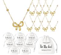 Tondiamo Lot de 8 colliers avec pendentif en coton et lin avec cordon de serrage « I Couldn't Tie the Knot Without You » pour demoiselle d'honneur, bag about 3.14 X 3.14 inches (8 x 8 cm), 14 carats