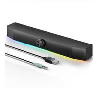 TONE JOY Enceintes stéréo pour PC - Enceinte avec LED RVB pour jeux dynamiques et cool - Barre de son avec câble USB pour tablette, téléphone portable, ordinateur portable, MP3/MP4