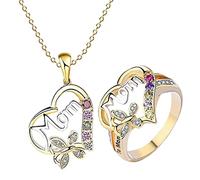 Tone Two MOM Love S Day Bague mère mère plaqué collier bijoux valises avec roues (A, A8)