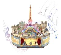 Tonecheer Boîte à Musique en Bois Puzzle 3D, Kit de DIY pour Adultes Boîte à Musique Rotative Cadeaux de Cadeau d'anniversaire Noël(Paris Romantique)