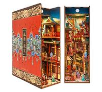 Tonecheer DIY Book Nook Kit, Puzzle 3D en bois Maison de poupées Miniatures à construire Modélisme Adultes, Décoration créative de la Bibliothèque avec lumière LED (Banquet de la dynastie Tang)
