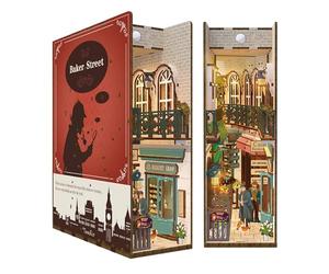 Tonecheer DIY Book Nook Modèle Kit, Puzzle 3D Maquette en Bois à Construire Construction Adulte Booknook Kits, Bookshelf Insert Diorama Bookends, Maison de Poupée,Cadeau Uniques(Rue Baker)