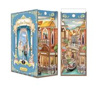 Tonecheer Kit Book Nook - Puzzle 3D en bois - Booknooks DIY - Kit de modélisation pour adultes - Maison miniature - Bibliothèque Nook Book avec lumière - Cadeau d'anniversaire amusant (rêves vénitiens