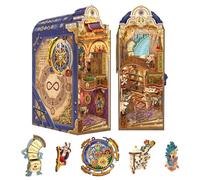Tonecheer Kit de bricolage Book Nook avec protection contre la poussière et lumière LED 3D Puzzle, pièces mobiles et rotatives, DIY Miniature House Diorama déco Cadeau de Vacances(Magical Library)