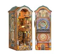 Tonecheer Kit de Bricolage pour Coin de Livre avec Housse Anti-poussière et lumière LED, Puzzle en Bois 3D en Forme de Tour d'horloge, pièces Mobiles et rotatives, décoration créative d'étagère