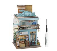 Tonecheer Kit de Puzzle 3D pour Maison de poupée, décoration d'intérieur, Ouverture Automatique du Couvercle, Maison de Rangement, Cadeau d'anniversaire (Cape Coffee Shop)