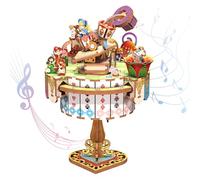 Tonecheer Music Box Puzzle 3D en Bois, kit de Construction pour Adultes, boîte à Musique rotative, Puzzle en Bois pour décoration de la Maison, Cadeaux d'anniversaire et de Noël