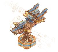 Tonecheer Puzzle en Bois 3D pour Adultes - Kit de modélisation de Bateau en Bois DIY avec dirigeable Musical Fantaisie et Composants Mobiles et Structure de Transmission comme idée（Voyageur du Vent）