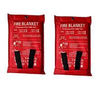 Toneeko 1.2x1.8m Couverture Anti-feu en Fibre de Verre pour la Survie, Protection Ignifuge et Isolation Thermique, conçue pour la Cuisine, cheminée, Barbecue, Voiture, Camping (Blanc, 2 Paquet)