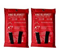 Toneeko Couverture Anti-feu en Fibre de Verre pour la Survie, Protection Ignifuge et Isolation Thermique, conçue pour la Cuisine, cheminée, Barbecue, Voiture, Camping (1x1m-2 pièces)