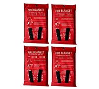 Toneeko Lot de 4 couvertures ignifuges en fibre de verre pour urgence, protection ignifuge et isolation thermique, 1,2 x 1,8 m (blanc)