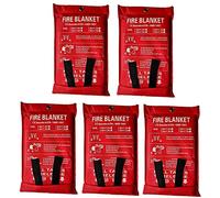 Toneeko Lot de 5 couvertures anti-feu d'urgence - Protection ignifuge et isolation thermique - Pour cuisine, cheminée, grill, voiture, camping - Blanc