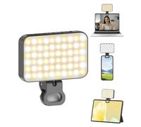 TONEOF Lampe selfie portable pour iPhone, 2000mAh rechargeable avec clip rotatif à 360°, Réglage des phares sur 10 niveaux,lampe vidéo légère pour appels vidéo/photographie/maquillage/TikTok/zoom-Noir