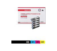 TONER 106R01480 106R1480 106R01480 106R1480 Noir x2 + Cyan + Magenta + Jaune x 5 Compatible pour XEROX- Xerox Paser 6140 Xerox Paser 6140 DN Xerox