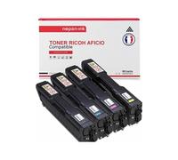 TONER 407543 407543 + 407544 + 407545 + 407546 Noir + Yellow + Magenta + Jaune x 4 Compatible pour RICOH AFICIO- Rico Aficio SP C 250 Rico Aficio SP