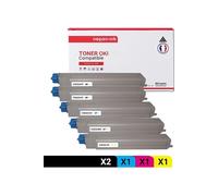TONER 42918916 42918916 Noir x2 + Cyan + Magenta + Jaune x 5 Compatible pour OKI- OKI C 9600 OKI C 9600 DN OKI C 9600 DN OKI C 9600 DTN OKI C 9600 N
