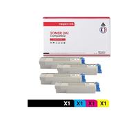 TONER 43324424 43324424 Noir + Cyan + Magenta + Jaune x 4 Compatible pour OKI- OKI C 5500 N OKI C 5550 MFP OKI C 5550 n MFP OKI C 5800 OKI C 5800 DN