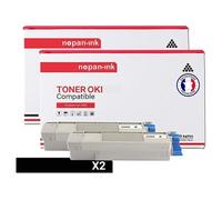 TONER 43324424 43324424 Noir x 2 Compatible pour OKI-NOPAN-INK OKI C 5500 N OKI C 5550 MFP OKI C 5550 n MFP OKI C 5800 OKI C 5800 DN OKI C 5800 LDN