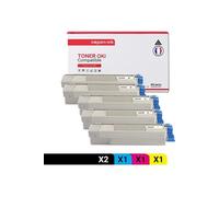TONER 43324424 43324424 Noir x2 + Cyan + Magenta + Jaune x 5 Compatible pour OKI- OKI C 5500 N OKI C 5550 MFP OKI C 5550 n MFP OKI C 5800 OKI C 5800