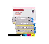 TONER 43459332 43459332 Noir x2 + Cyan + Magenta + Jaune x 5 Compatible pour OKI- OKI C 3300 OKI C 3300 N OKI C 3300 Series OKI C 3400 OKI C 3400 N