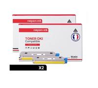 TONER 43487712 43487712 Noir x 2 Compatible pour OKI-NOPAN-INK OKI C 8600 CDTN OKI C 8600 DN OKI C 8600 DTN OKI C 8600 N OKI C 8600 Series OKI C 8800