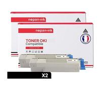 TONER 43865724 43865724 Noir x 2 Compatible pour OKI-NOPAN-INK OKI C 5850 OKI C 5850 DN OKI C 5850 N OKI C 5850 Series OKI C 5950 OKI C 5950 CDTN OKI