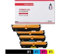 TONER 44250724 44250724 Noir + Cyan + Magenta + Jaune x 4 Compatible pour OKI-NOPAN-INK OKI C110 OKI C130 OKI C130n MC160 OKI MC160n G