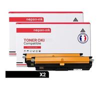 TONER 44250724 44250724 Noir x 2 Compatible pour OKI- OKI C110 OKI C130 OKI C130n MC160 OKI MC160n