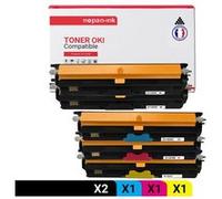 TONER 44250724 44250724 Noir x2 + Cyan + Magenta + Jaune x 5 Compatible pour OKI-NOPAN-INK OKI C110 OKI C130 OKI C130n MC160 OKI MC160n G