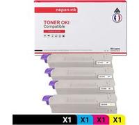 TONER 44315308 44315308 Noir + Cyan + Magenta + Jaune x 4 Compatible pour OKI-NOPAN-INK OKI C 610 CDN OKI C 610 DM OKI C 610 DN OKI C 610 DTN OKI C 610 N G