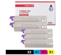 TONER 44315308 44315308 Noir x2 + Cyan + Magenta + Jaune x 5 Compatible pour OKI-NOPAN-INK OKI C 610 CDN OKI C 610 DM OKI C 610 DN OKI C 610 DTN OKI C 610 N G