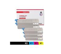 TONER 44318608 44318608 Noir x2 + Cyan + Magenta + Jaune x 5 Compatible pour OKI- OKI C 710 CDTN OKI C 710 DN OKI C 710 DTN OKI C 710 N OKI C 711