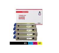 TONER 44844508 44844508 Noir + Cyan + Magenta + Jaune x 4 Compatible pour OKI- OKI C 831 CDTN OKI C 831 DM OKI C 831 DN OKI C 831 N OKI C 831 Series