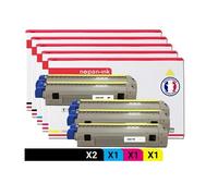 TONER 44844508 44844508 Noir x2 + Cyan + Magenta + Jaune x 5 Compatible pour OKI- OKI C 831 CDTN OKI C 831 DM OKI C 831 DN OKI C 831 N OKI C 831