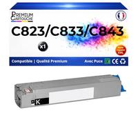 Toner 46471104 OLC823B Compatible pour OKI C823 DN C823 N C833DN C833 DT C843 dn Noir Haute capacité avec Puce 7000 Pages