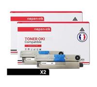 TONER 46508712 46508712 Noir x 2 Compatible pour OKI- OKI C 332 DN OKI C 332 DNw OKI MC 363 DN OKI MC 363 DNW OKI MC 363 N