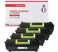 TONER 50F2X00 50F2X00 Noir x 4 Compatible pour LEXMARK-NOPAN-INK Lexmark MS410D MS410dn MS415Dn MS510Dn MS610De MS610dn MS610Dte MS610Dtn G