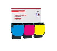 TONER 71B20C0 + 71B20M0 + 71B20Y0 71B20C0 + 71B20M0 + 71B20Y0 Cyan + Magenta + Jaune x 3 Compatible pour LEXMARK- Lexmark CS317 CS317d CS417 CS417dn