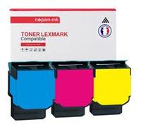 TONER 71B20C0 + 71B20M0 + 71B20Y0 71B20C0 + 71B20M0 + 71B20Y0 Cyan + Magenta + Jaune x 3 Compatible pour LEXMARK-NOPAN-INK Lexmark CS317 CS317d CS417 CS417dn CS517 CS517de CX317 CX317dn CX417 CX417de